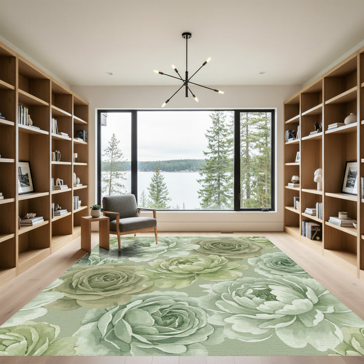 Earthy Tone Floral Garden Arrangement Rug
