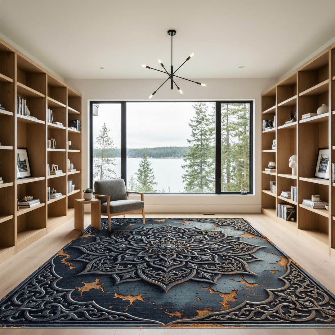 Ornate Metal Mandala Rug