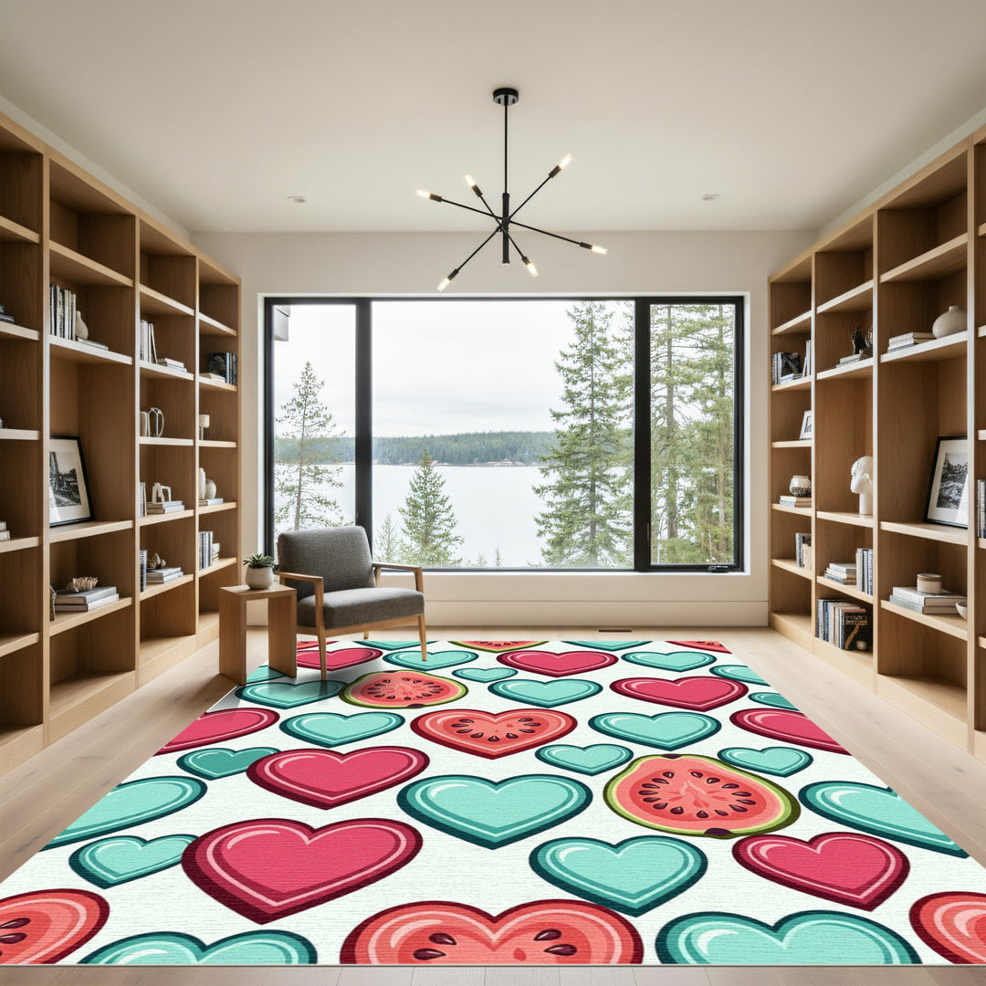 Sweet Hearts and Guava Fruit Illustration Rug