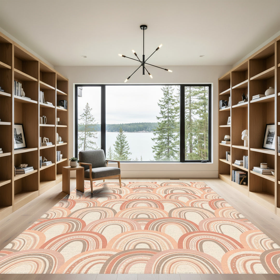 Terracotta Pastel Rainbow Waves Rug