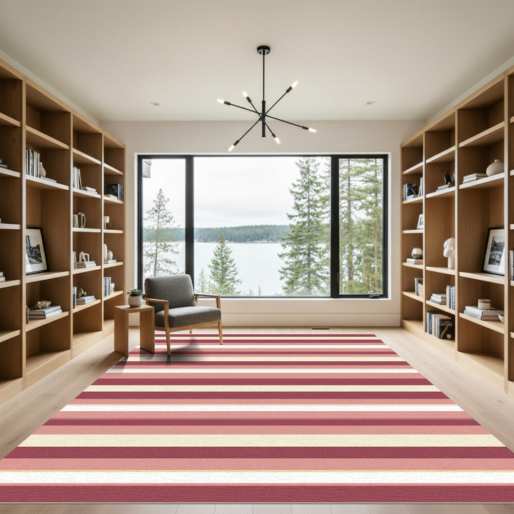 Salmon Pink Striped Band Rug