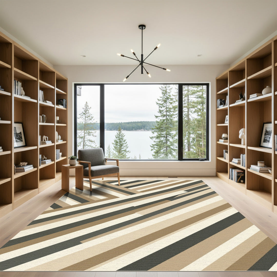 Earthy Diagonal Stripe Geometric Rug