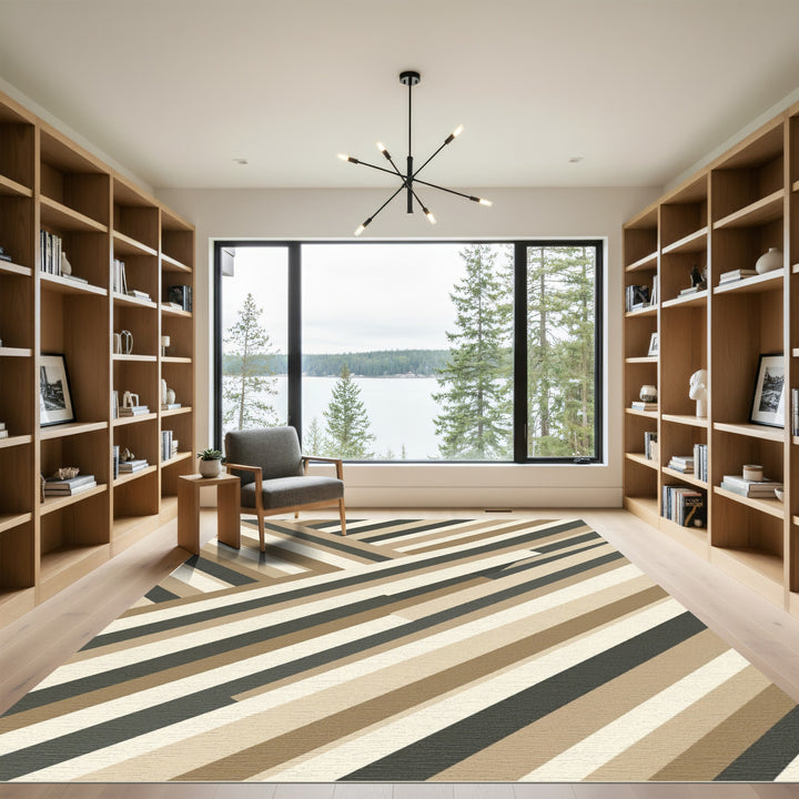 Earthy Diagonal Stripe Geometric Rug