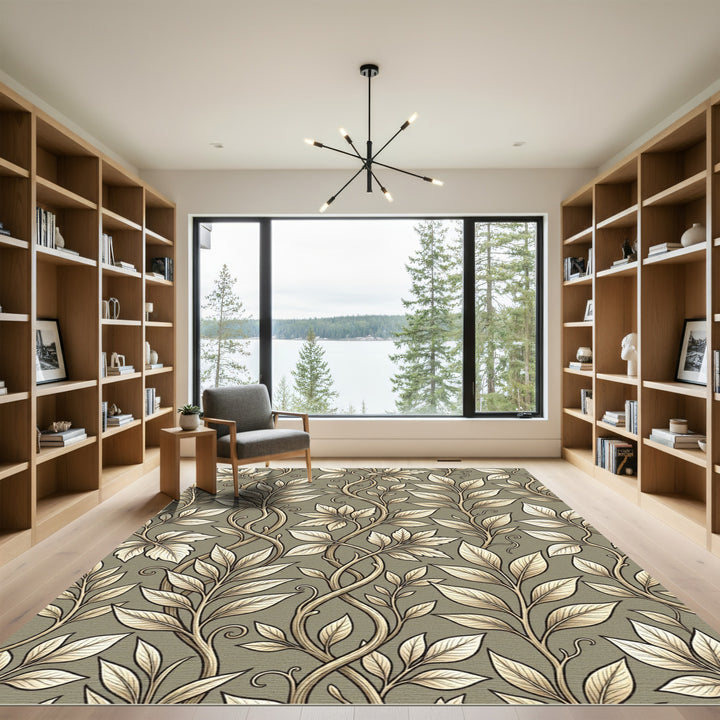 Elegant Twining Gold Leaf Vines Rug