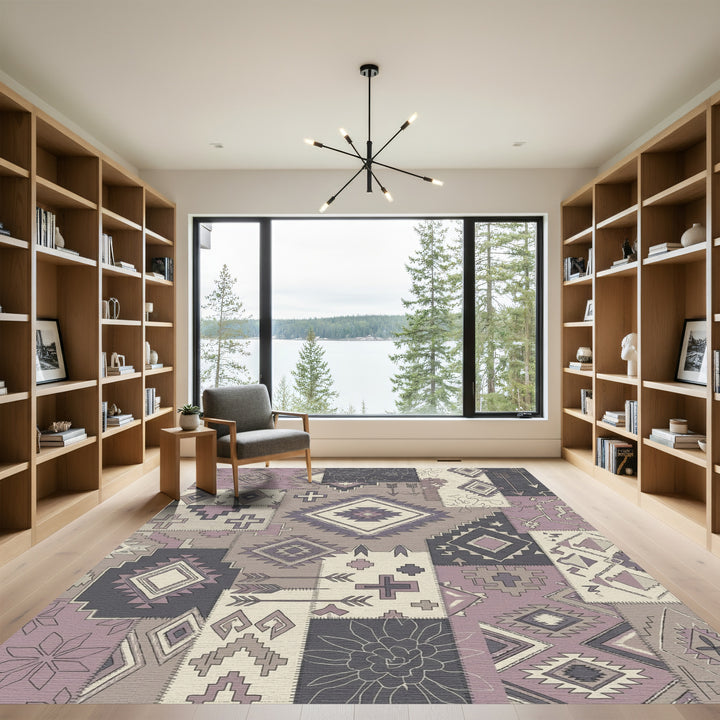 Patchwork Boho Diamond Arrows Crosses Rug