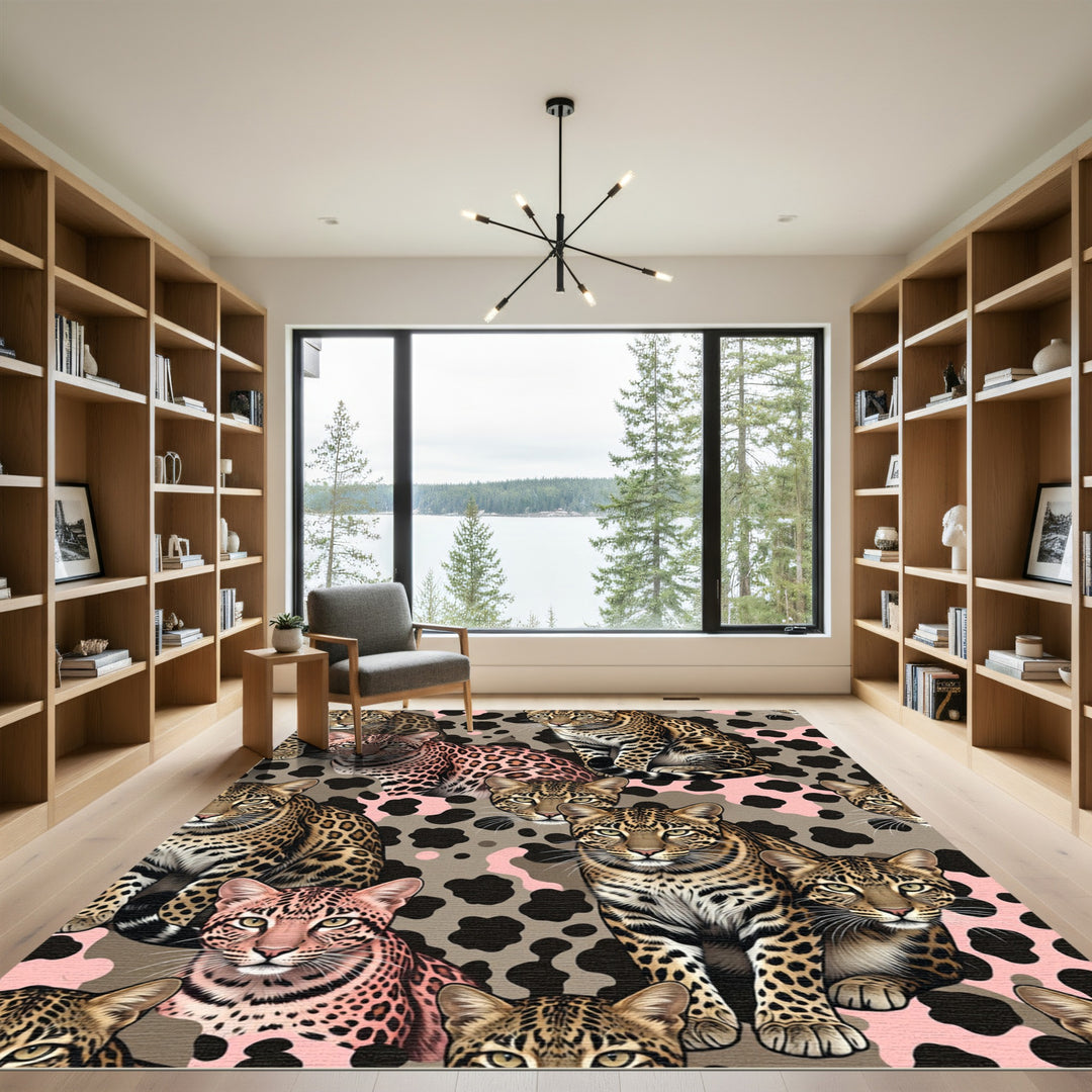 Pink Leopard Camouflage Luxury Rug