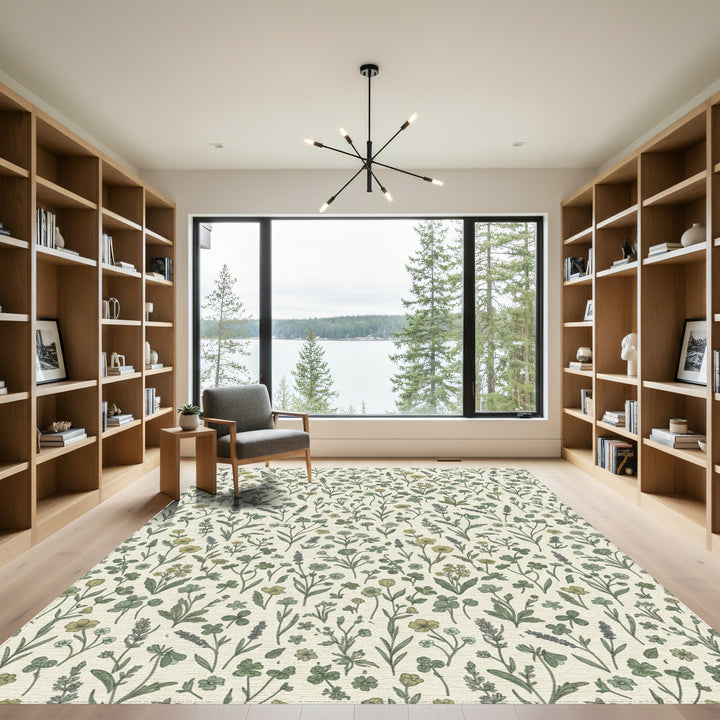 Vintage Verdant Meadow Floral Rug