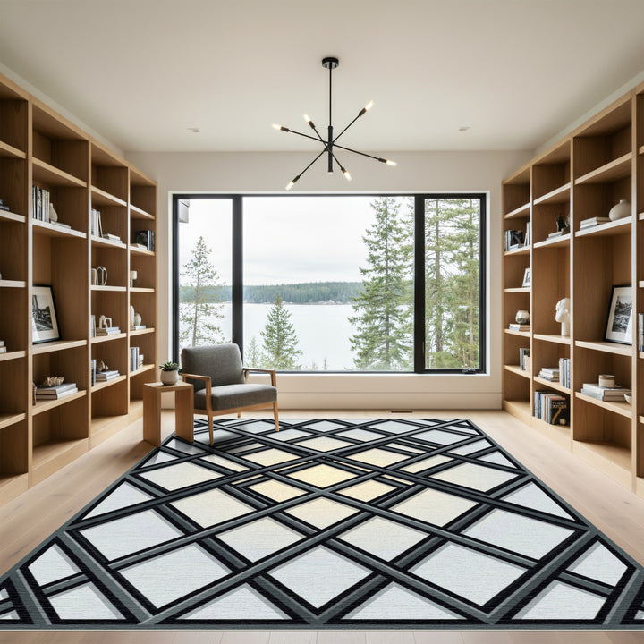 Modern Gray Intersecting Lines Rug