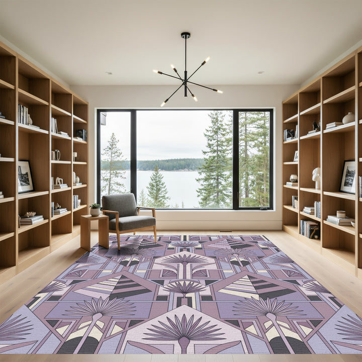 Muted Lavender Art Deco Pyramid Fan Rug
