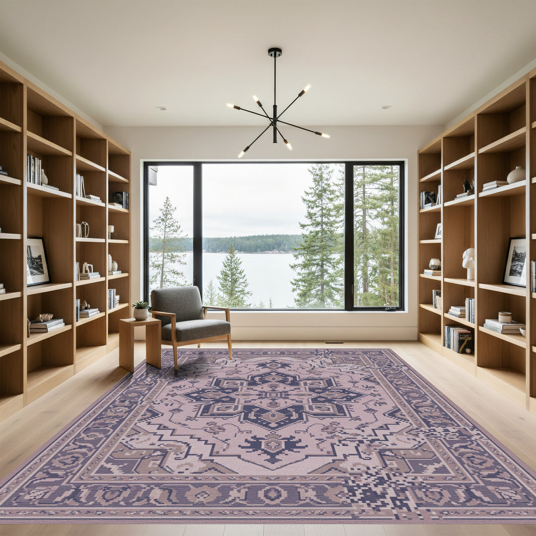 Dusty Rose Medallion Floral Intricate Rug