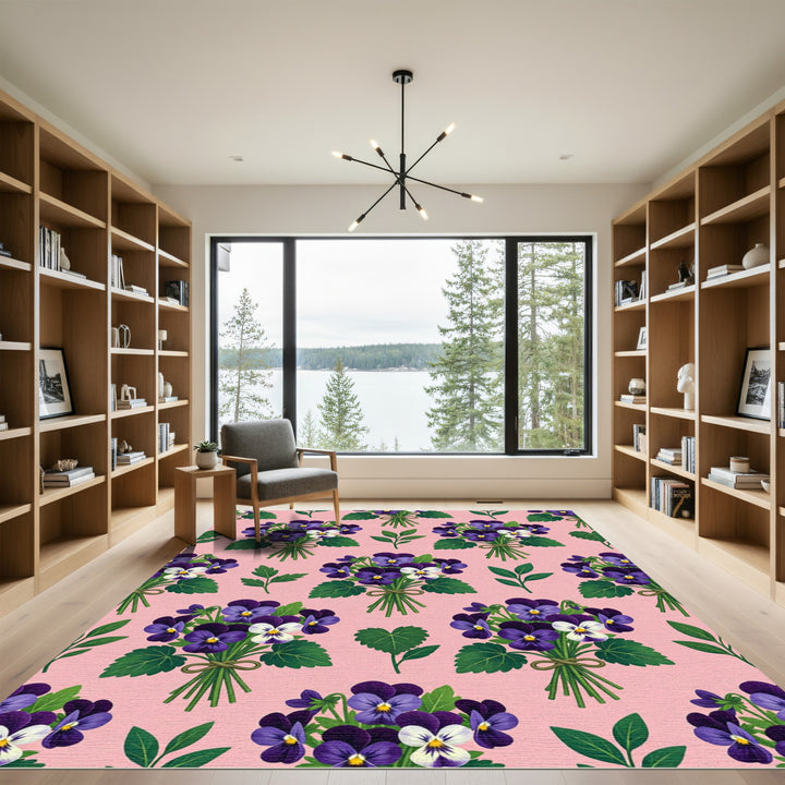 Purple Violet Garden Bouquet Rug