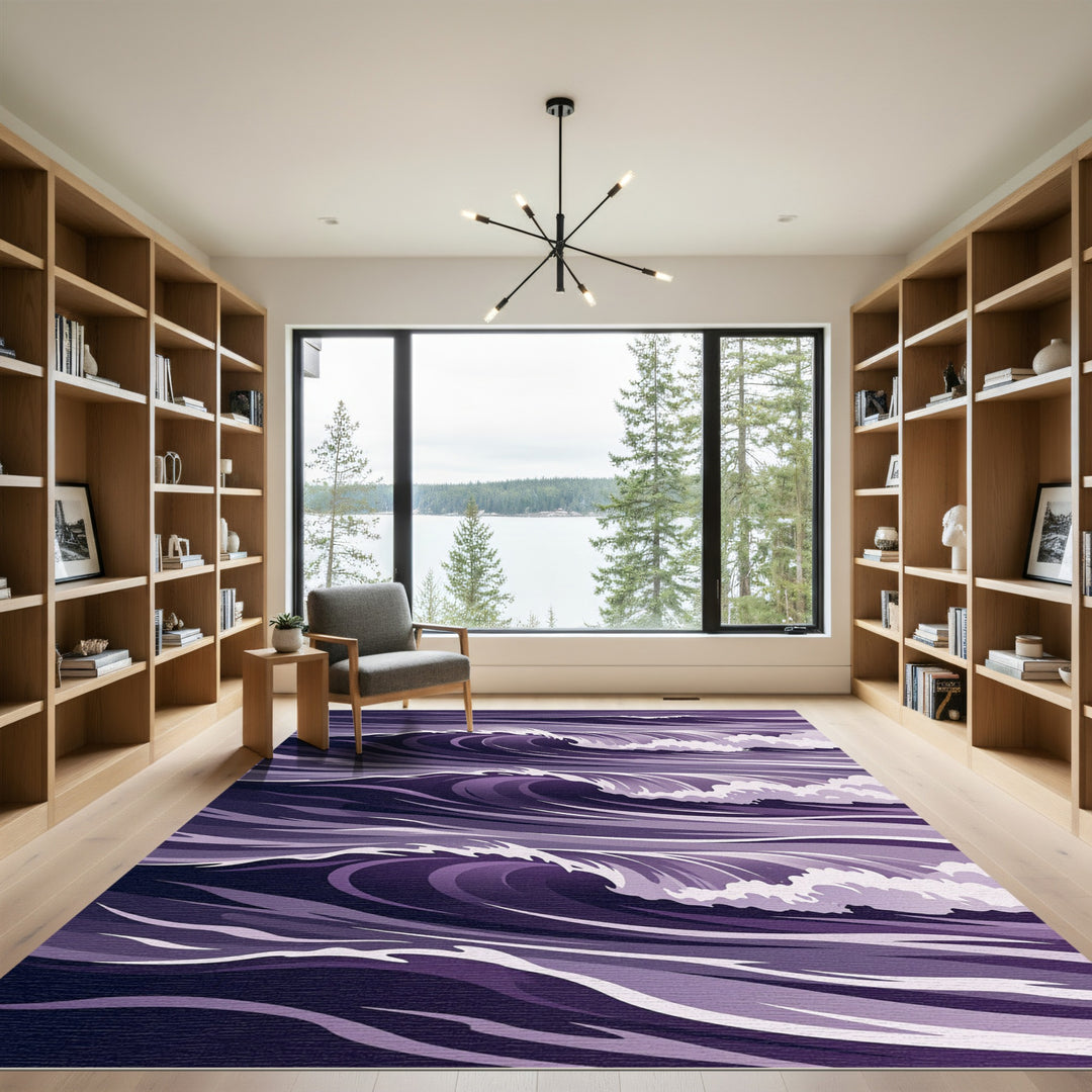 Deep Purple Art Deco Wave Rug