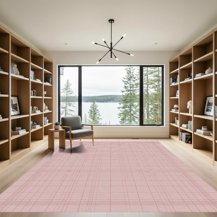 Dusty Rose Plaid Grid Rug