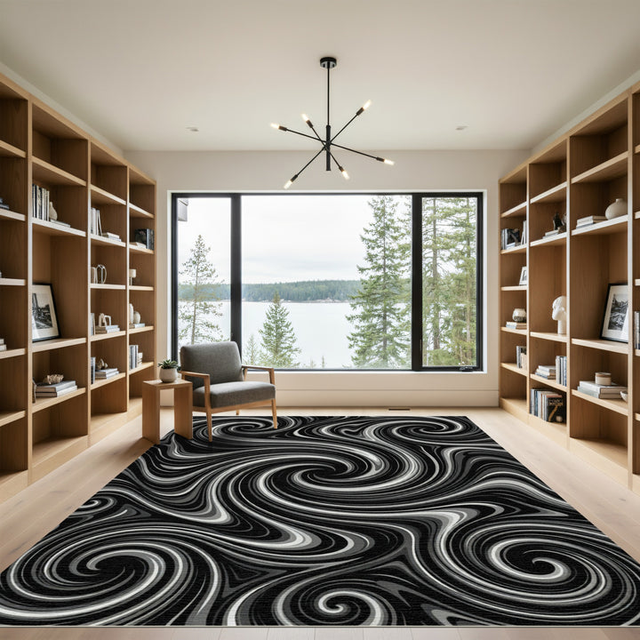 Monochromatic Swirl Abstract Vapor Rug