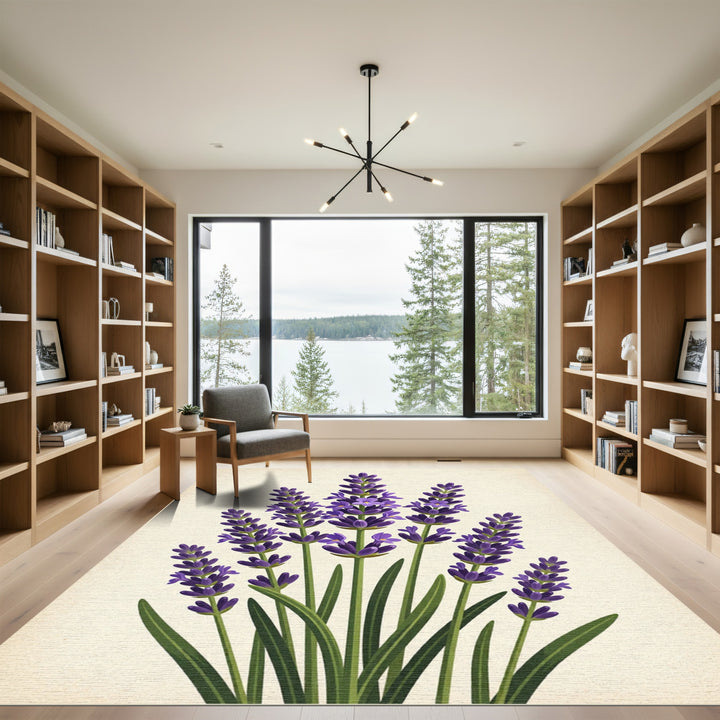 Lavender Blossom Botanical Arrangement Rug