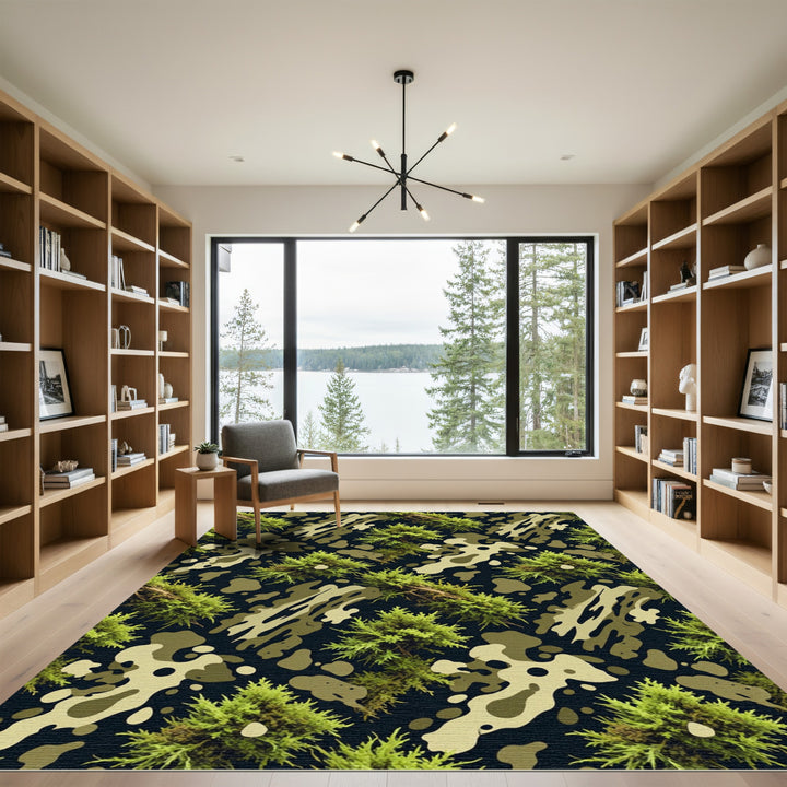 Forest Green Camouflage Shrubbery Rug