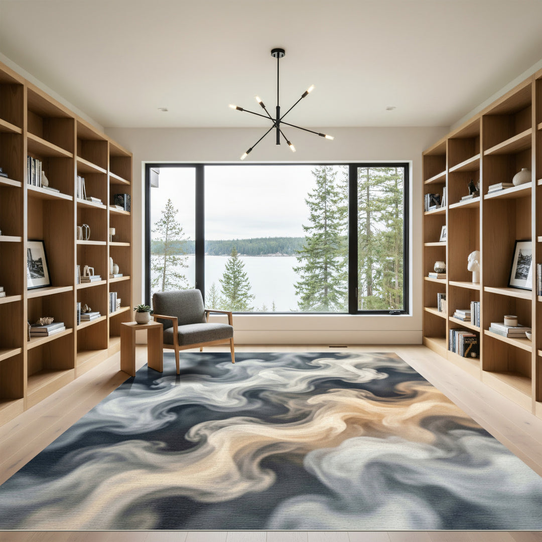 Abstract Swirling Smoke Ambiance Rug