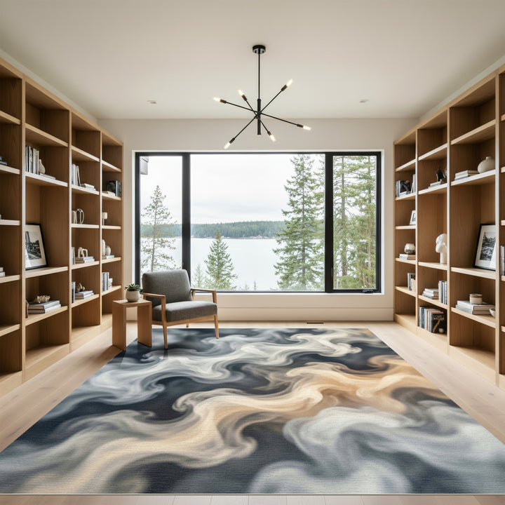 Abstract Swirling Smoke Ambiance Rug