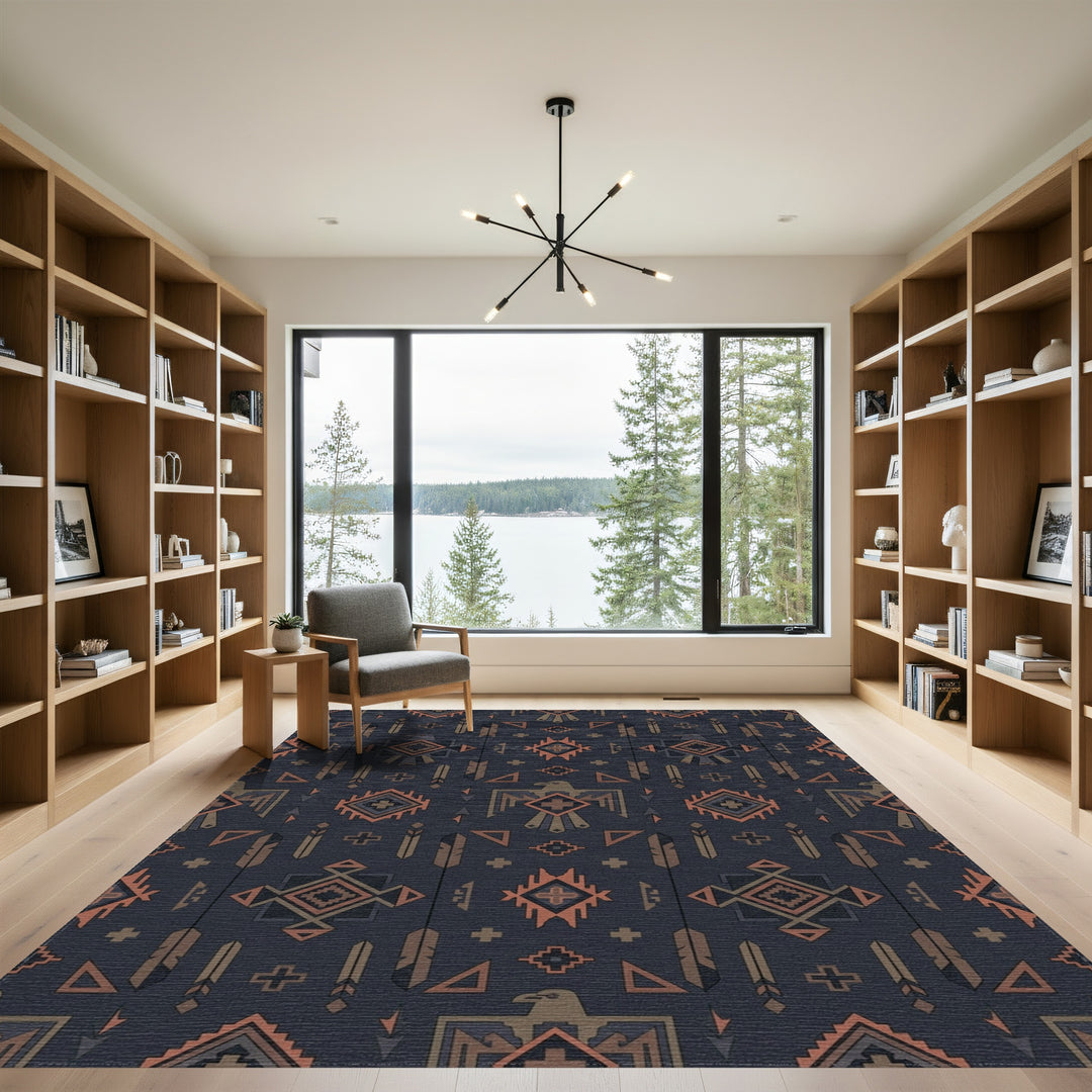Earthy Tone Thunderbird Geometric Rug