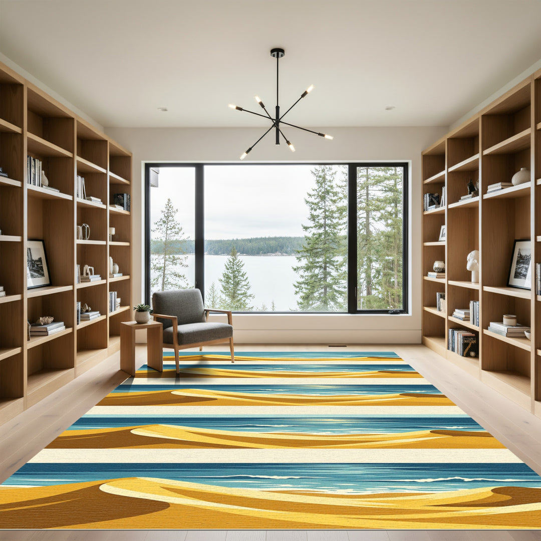 Golden Desert Dunes Ocean Vista Rug