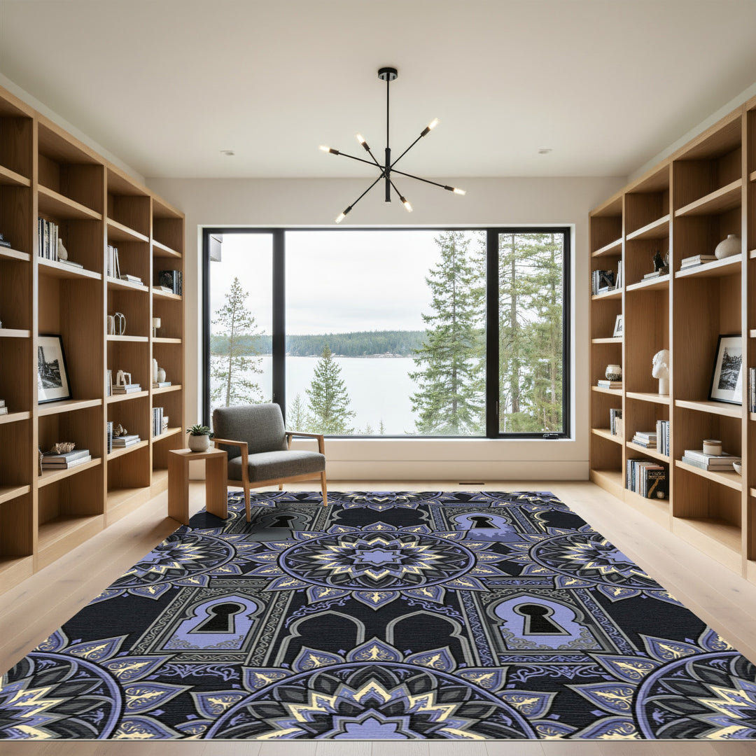 Purple Gray Gate Mandala Medallion Rug