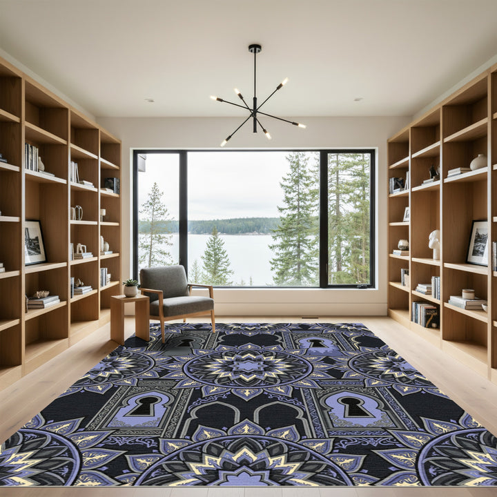 Purple Gray Gate Mandala Medallion Rug