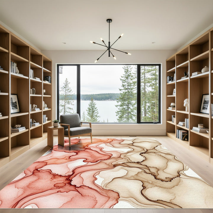 Terra Cotta And Taupe Fluid Swirls Rug