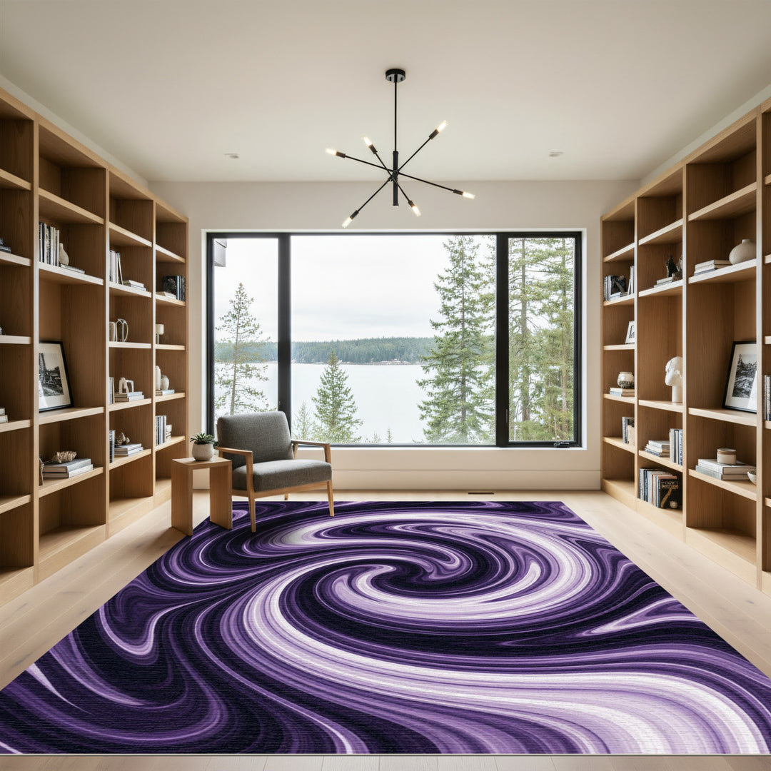 Abstract Purple Swirl Rug