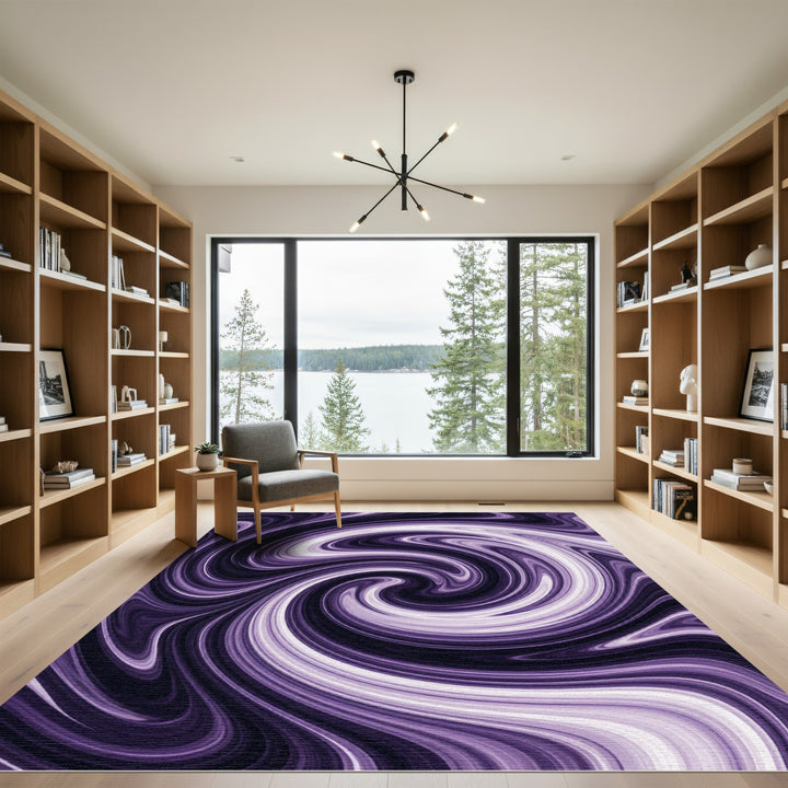 Abstract Purple Swirl Rug