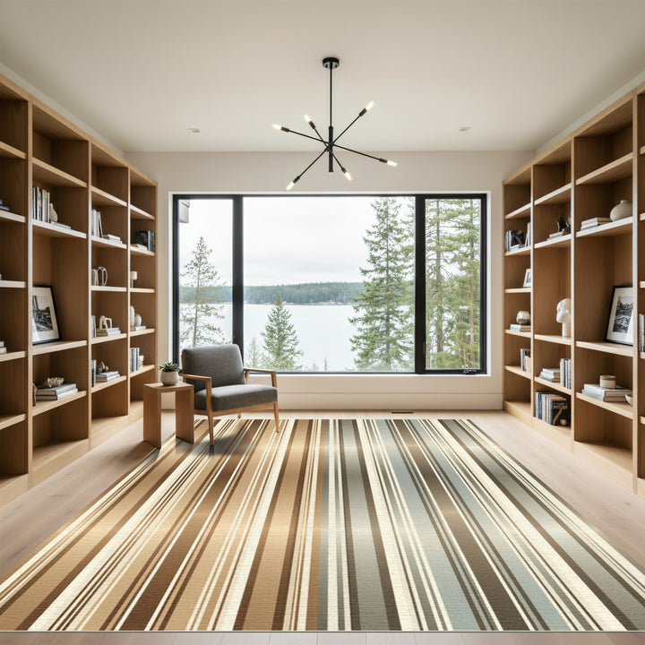 Warm Metallic Stripe Area Rug