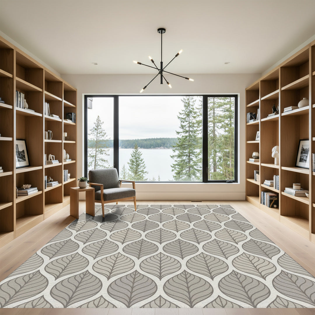 Neutral Tone Leafy Vine Repeat Rug