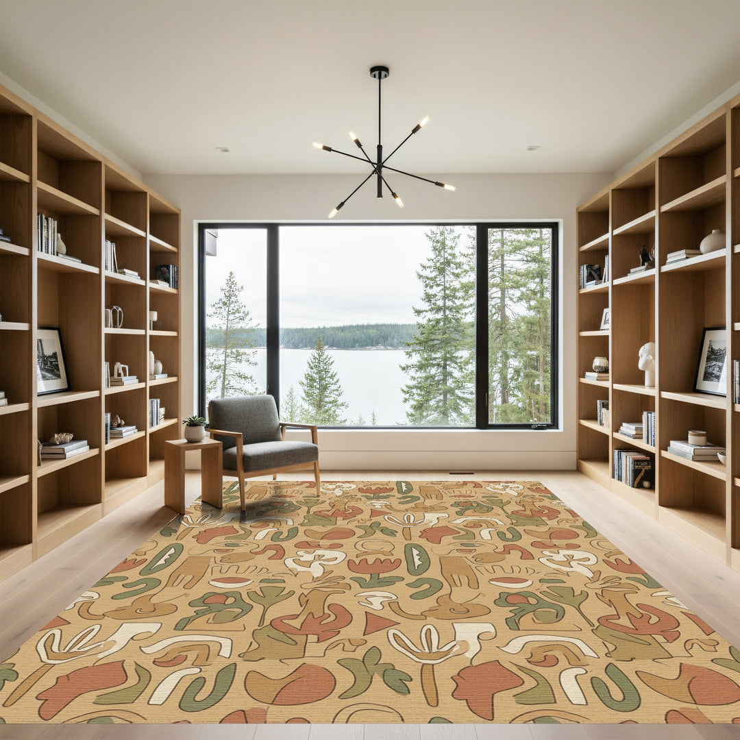 Earthy Organic Abstract Art Rug