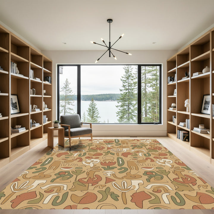 Earthy Organic Abstract Art Rug