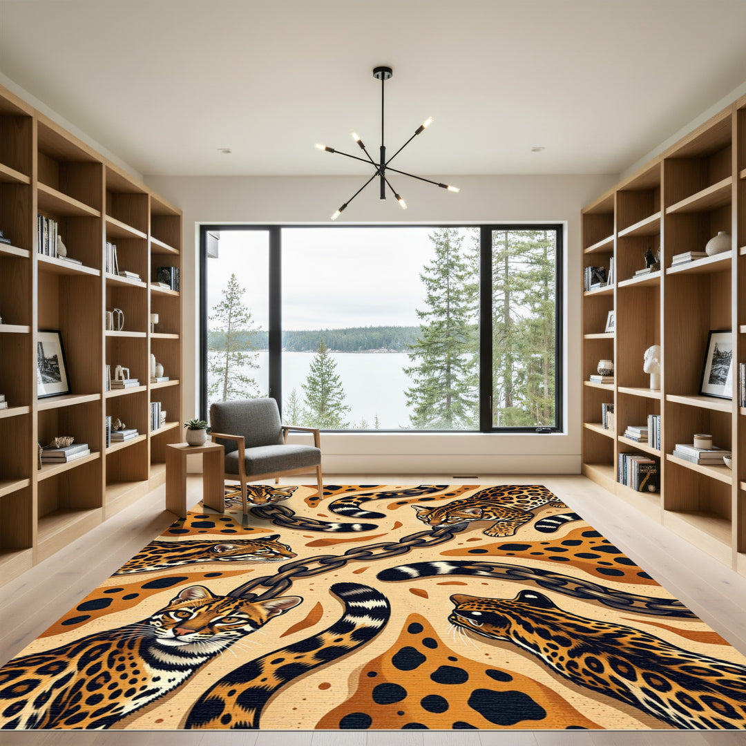 Ocelot Chain With Spotted Fur Rug