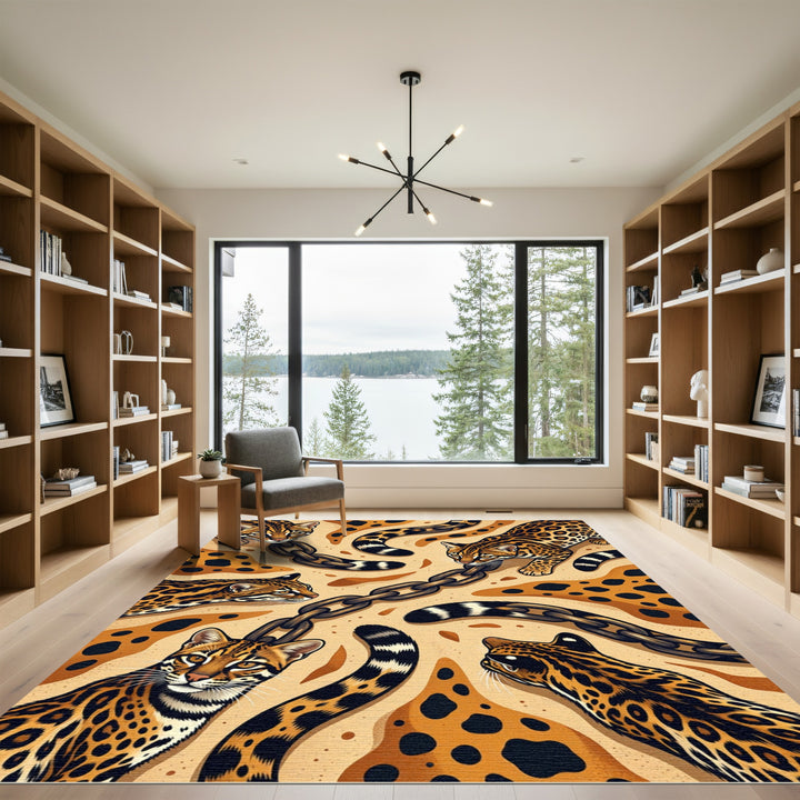 Ocelot Chain With Spotted Fur Rug
