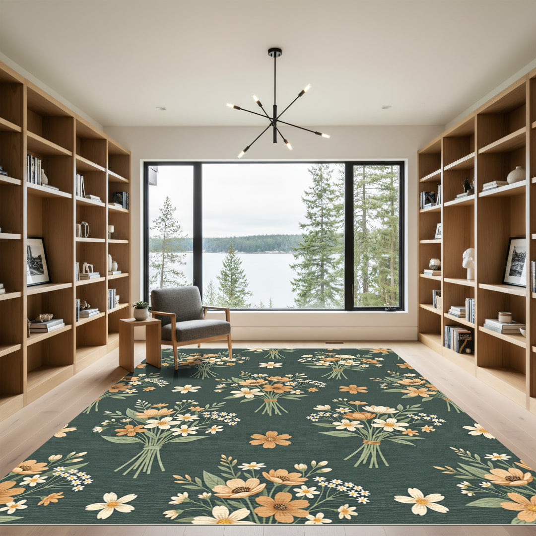 Dainty Floral Bouquet Arrangement Rug