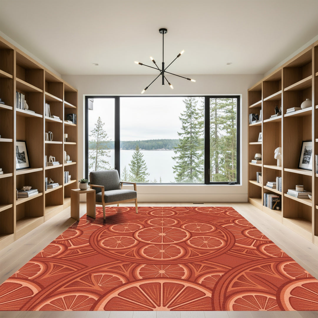 Terracotta Citrus Round Medallion Rug