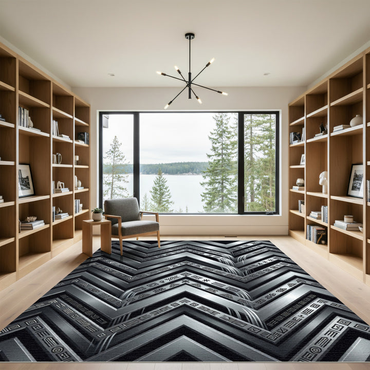 Metallic Chevron Abstract Symbols Rug
