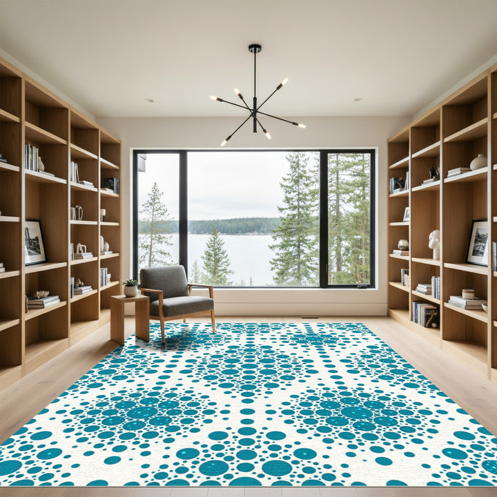 Teal Circles Radial Cluster Composition Rug