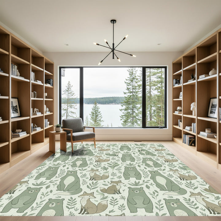 Whimsical Forest Animals Featuring Bears and Foxes Rug