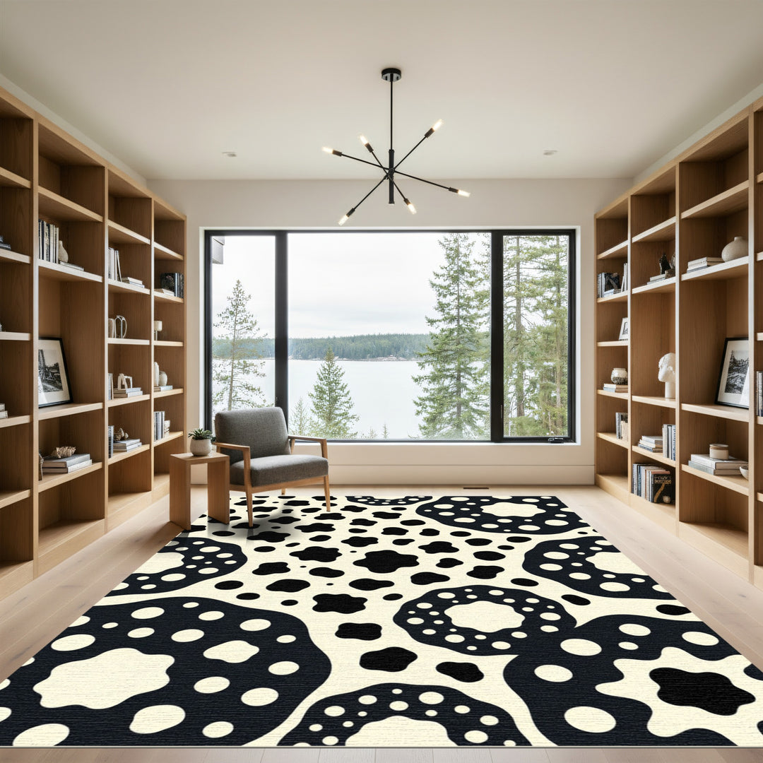Dotted Black Organic Shapes Rug