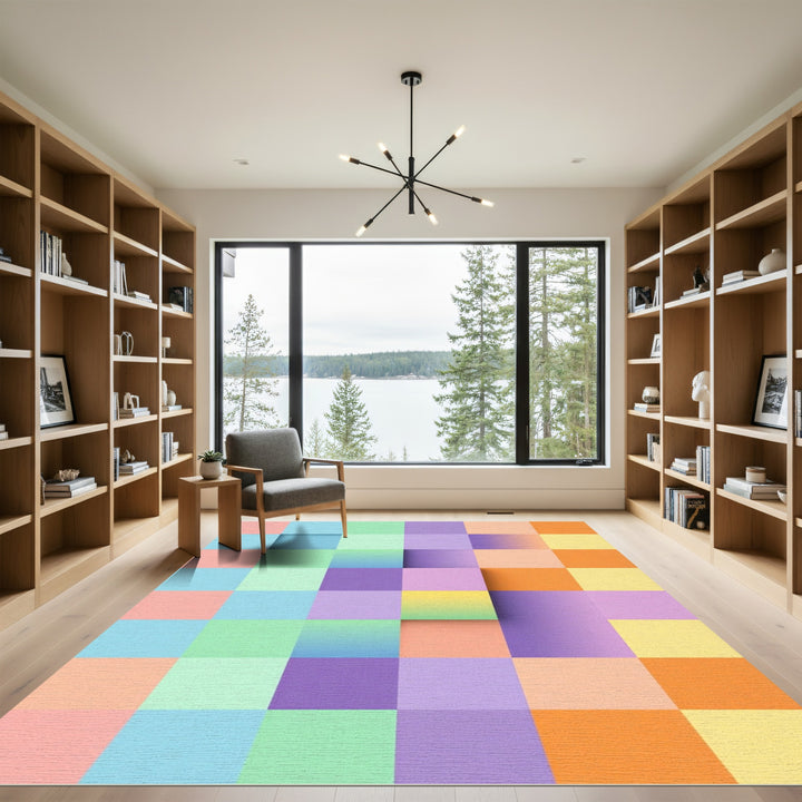 Modern Gradient Square Composition Rug