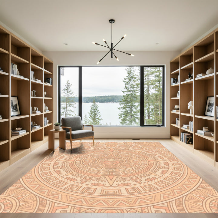 Sunstone Peach Geometric Medallion Rug