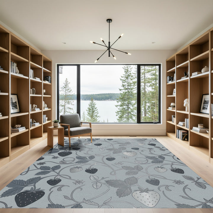 Gray Strawberry Vine Garden Rug