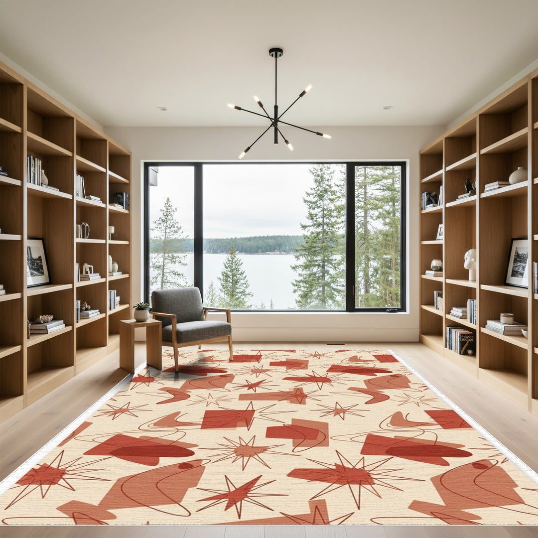 Retro Starburst Boomerang Shapes Rug