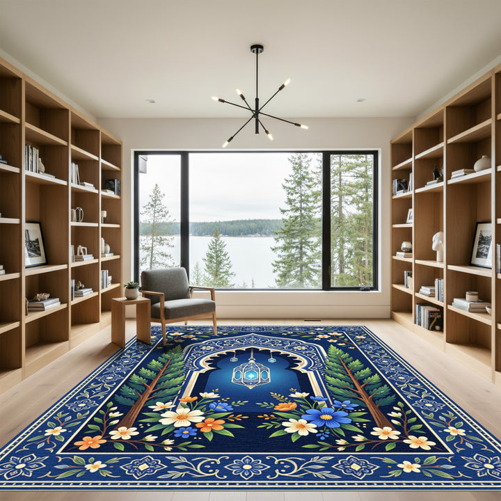 Ornate Blue Lantern Garden Arch Rug