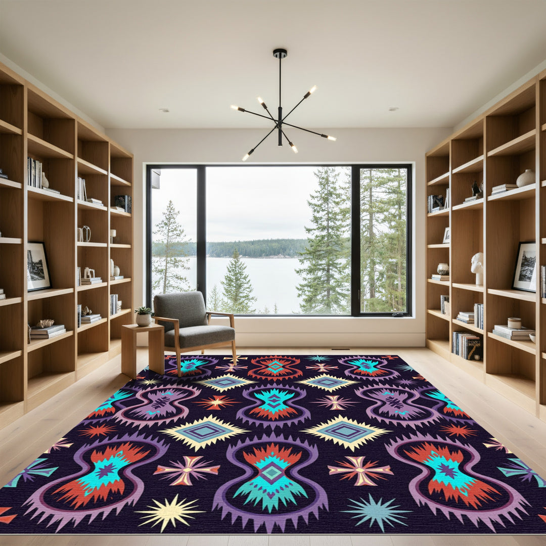 Bold Ethnic Figurine Diamond Rug
