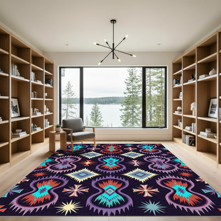 Bold Ethnic Figurine Diamond Rug