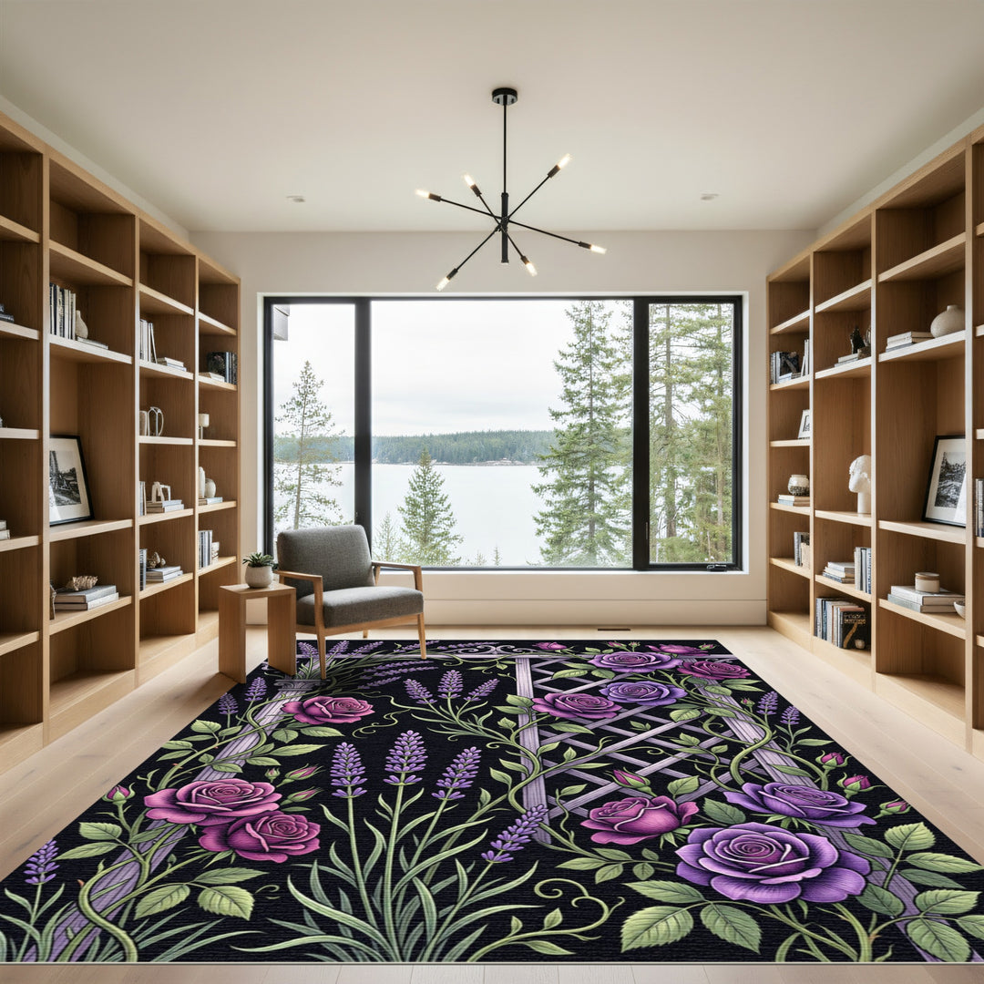 Purple Rose Lavender Garden Trellis Rug