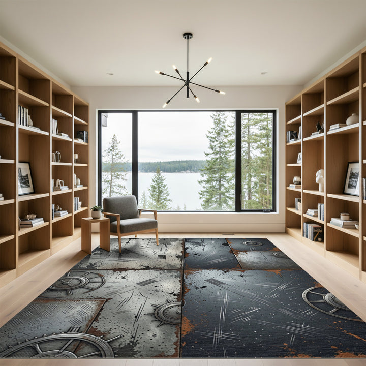 Industrial Grunge Metal Texture Rug